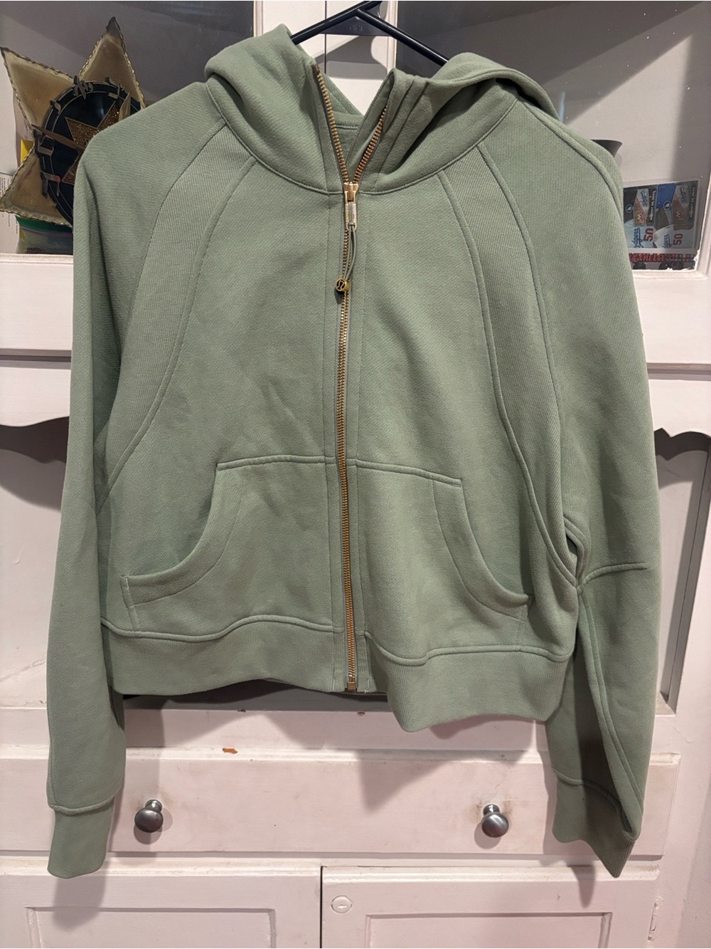 Lululemon Scuba Full Zip Hoodie With Gold Hardware In Sage Green XS/S